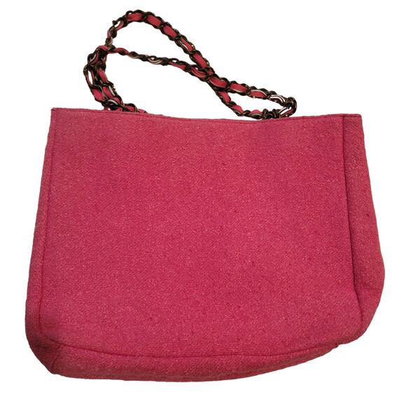 VTG Y2K Goldie Limited Edition Pink Ribbon Chain Wool Blend Shoulder Bag Purse - Picture 14 of 16